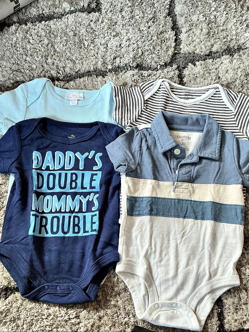 OshKosh B'gosh Baby Boy Short Sleeve Polo Bodysuit Set Blue &